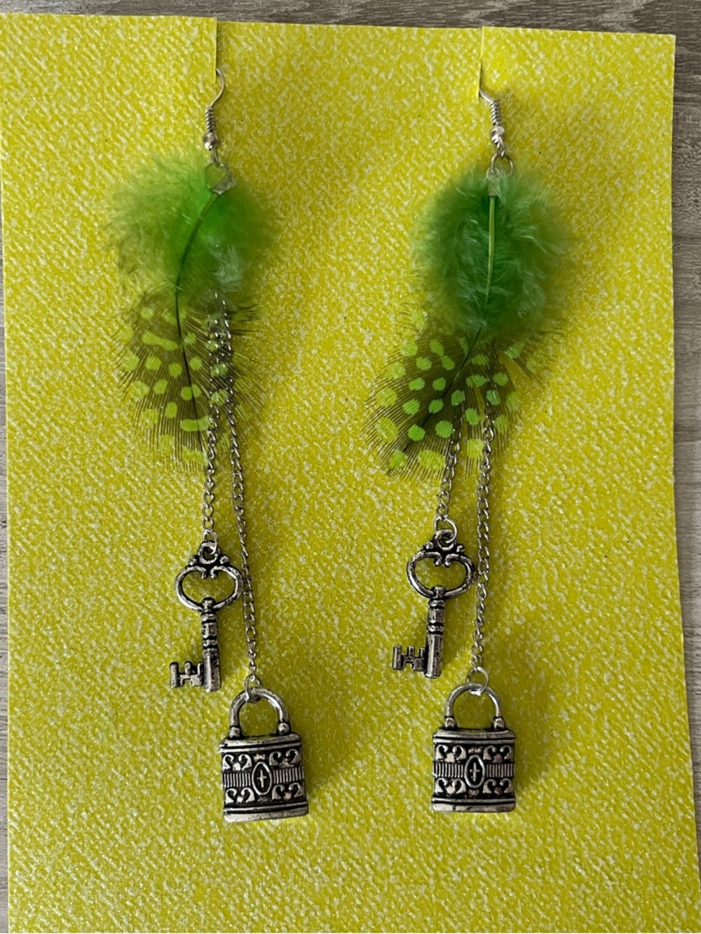 Green Feather Antique Lock and Key